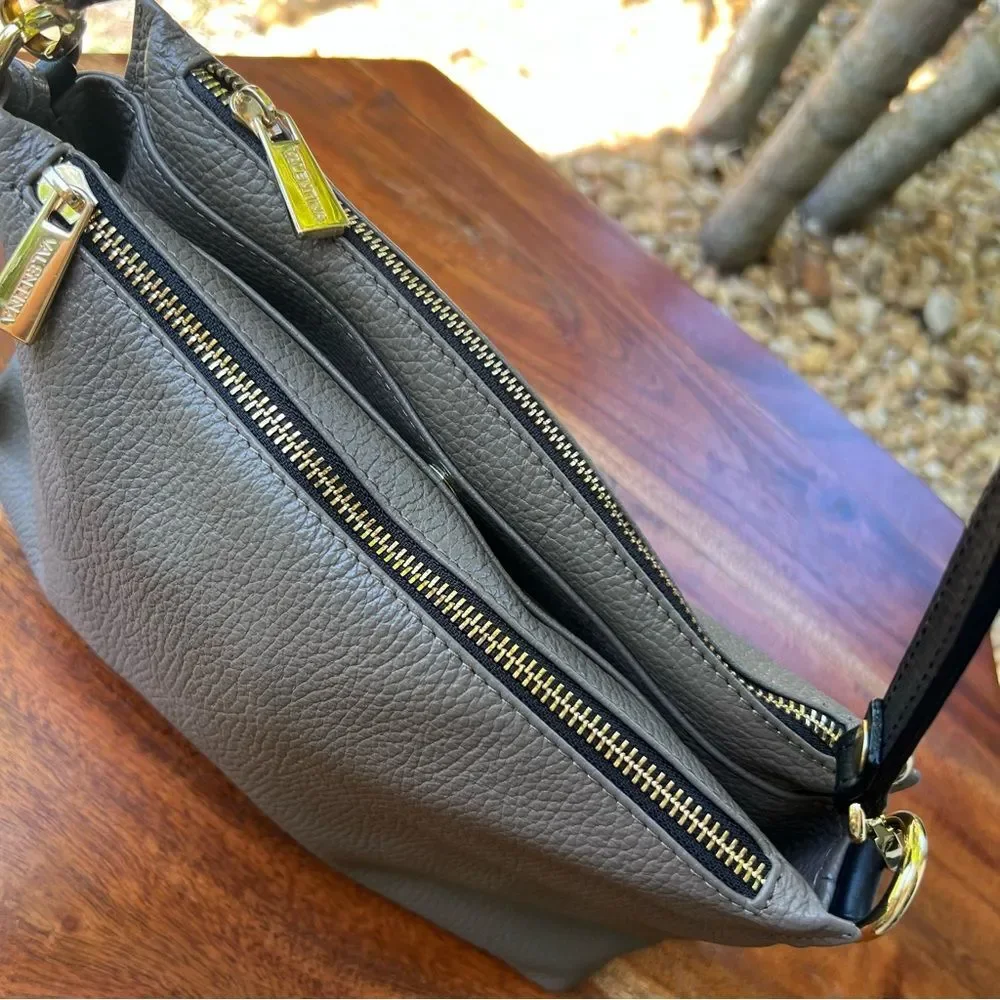 VALENTINA Vachetta Italian Small Leather Bag Taupe Gold Hardware